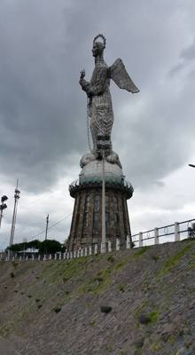 Much larger than the pictures portray.  You see it from across the city.  Pretty neat.  Haven't looked into the story ye