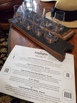 Whiskey flights followed by something to sip on.