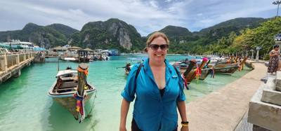 We stopped at Phi Phi Don for lunch.  Great chicken.  Interesting flavors. Then walked around for a bit and got grounded