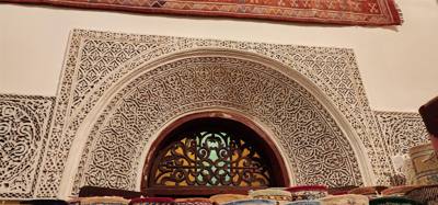 Architecture, paintings, woodwork and other interesting and beautiful things in the Fes Medina market.